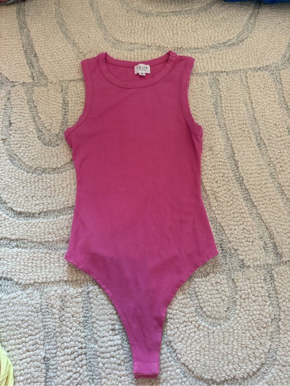 Le Lis Magenta Ribbed Sleeveless Bodysuit